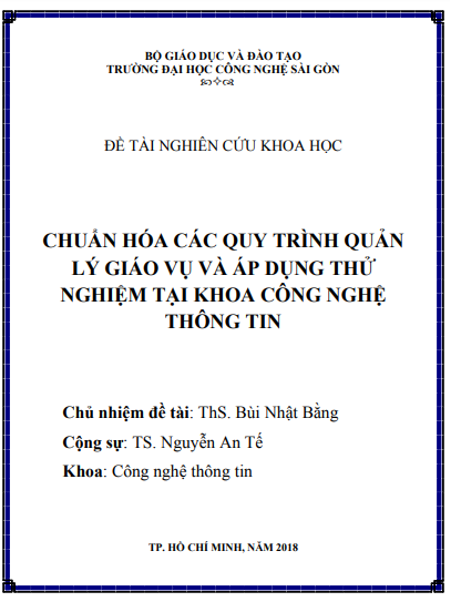 Chuẩn hóa các quy trình quản lý giáo vụ và áp dụng thử nghiệm tại khoa Công nghệ thông tin