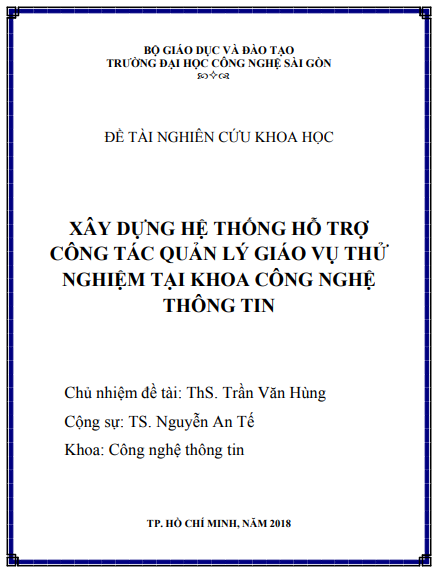 Xây dựng hệ thống hỗ trợ công tác quản lý giáo vụ thử nghiệm tại khoa Công nghệ thông tin