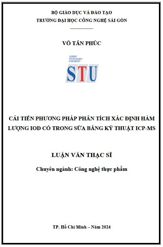 Cải tiến phương pháp phân tích xác định hàm lượng IOD có trong sữa bằng kỹ thuật ICP-MS