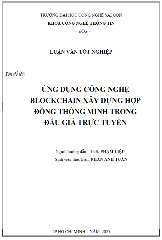 Ứng dụng công nghệ Blockchain xây dựng hợp đồng thông minh trong đấu giá trực tuyến