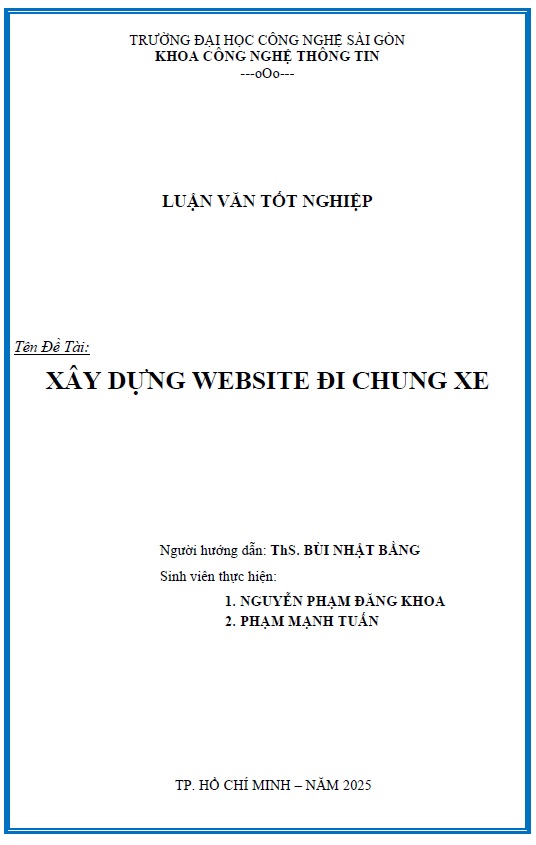 Xây dựng website đi chung xe
