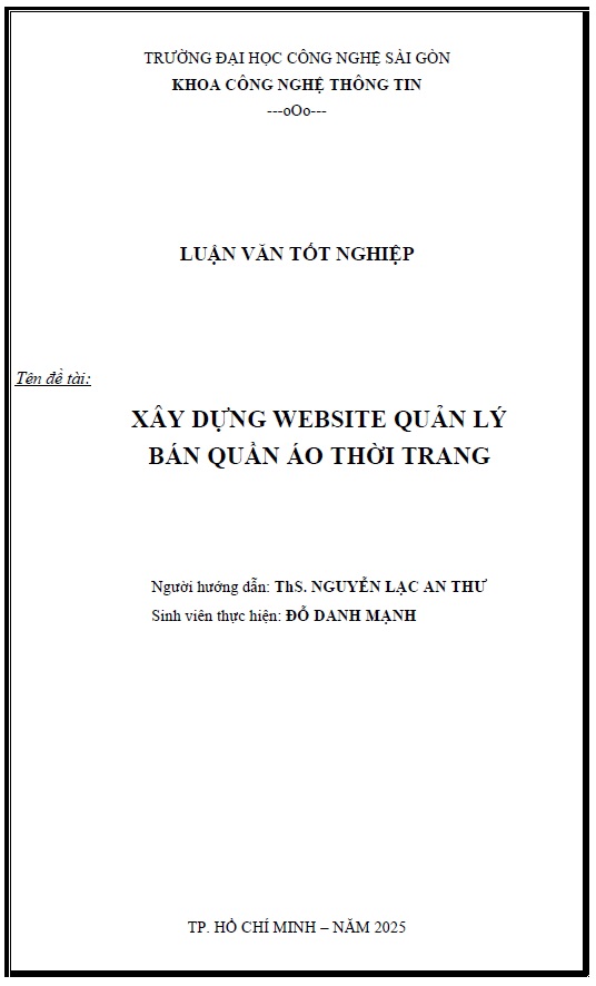 Xây dựng website quản lý bán quần áo thời trang