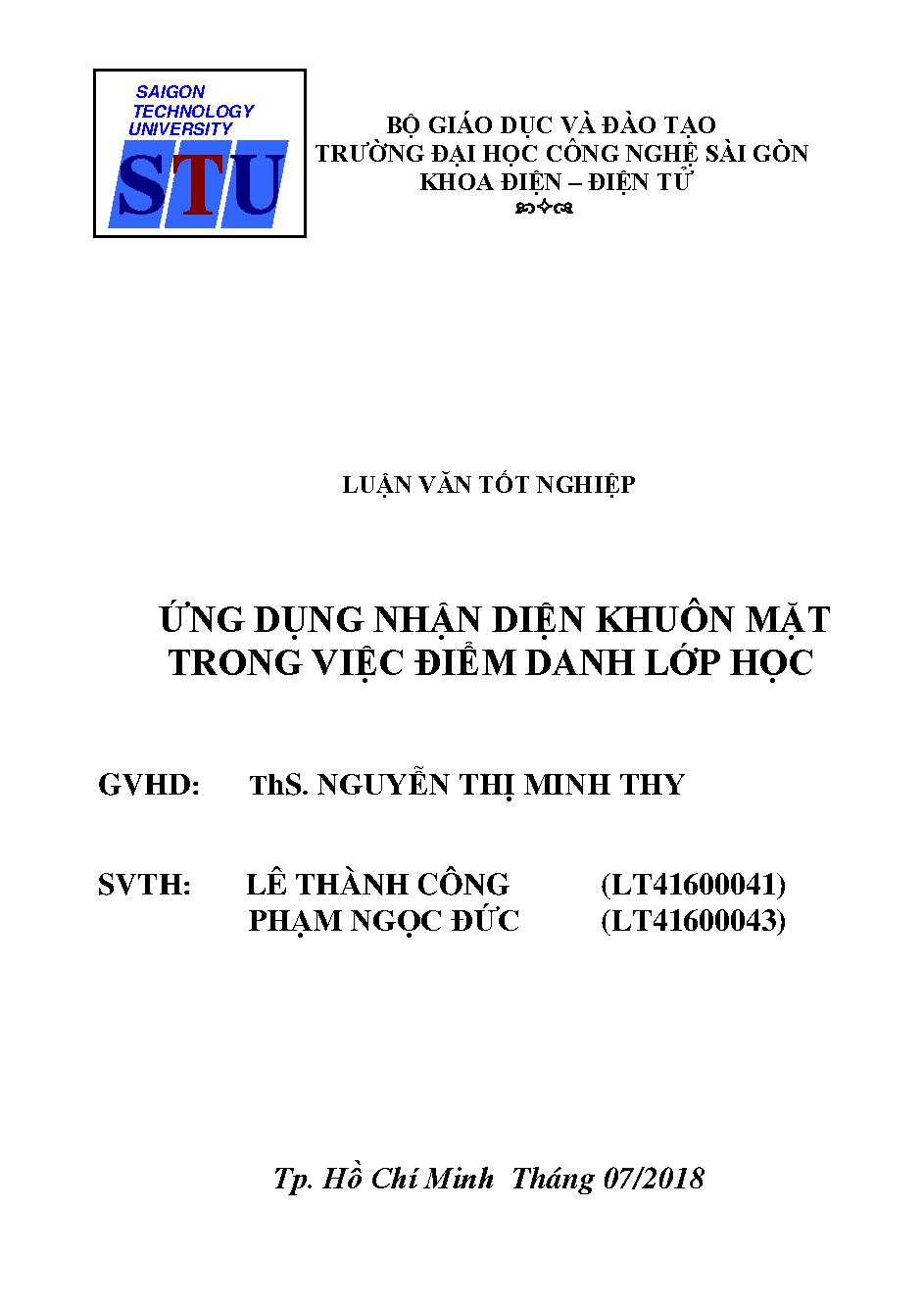 Ứng dụng nhận diện khuôn mặt trong việc điểm danh lớp học