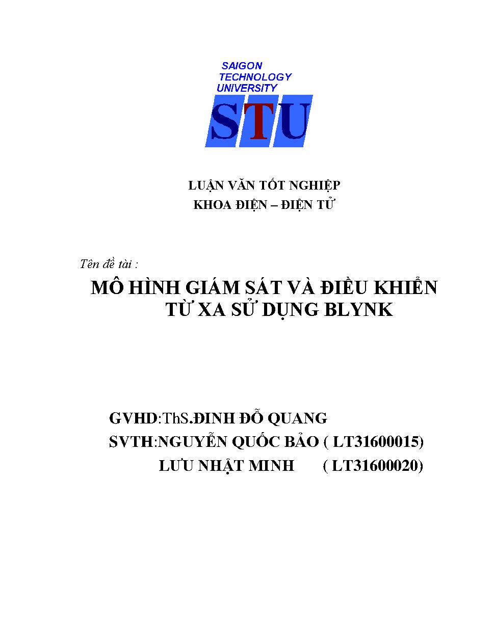 Mô hình giám sát và điều khiển từ xa sử dụng Blynk