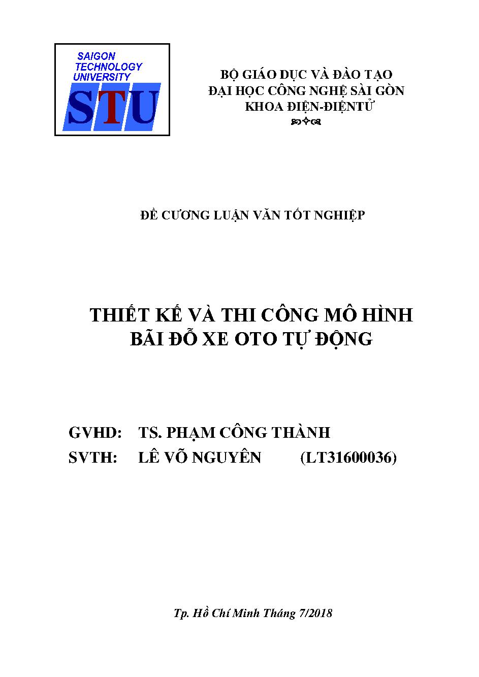 Thiết kế và thi công mô hình bãi đỗ xe oto tự động