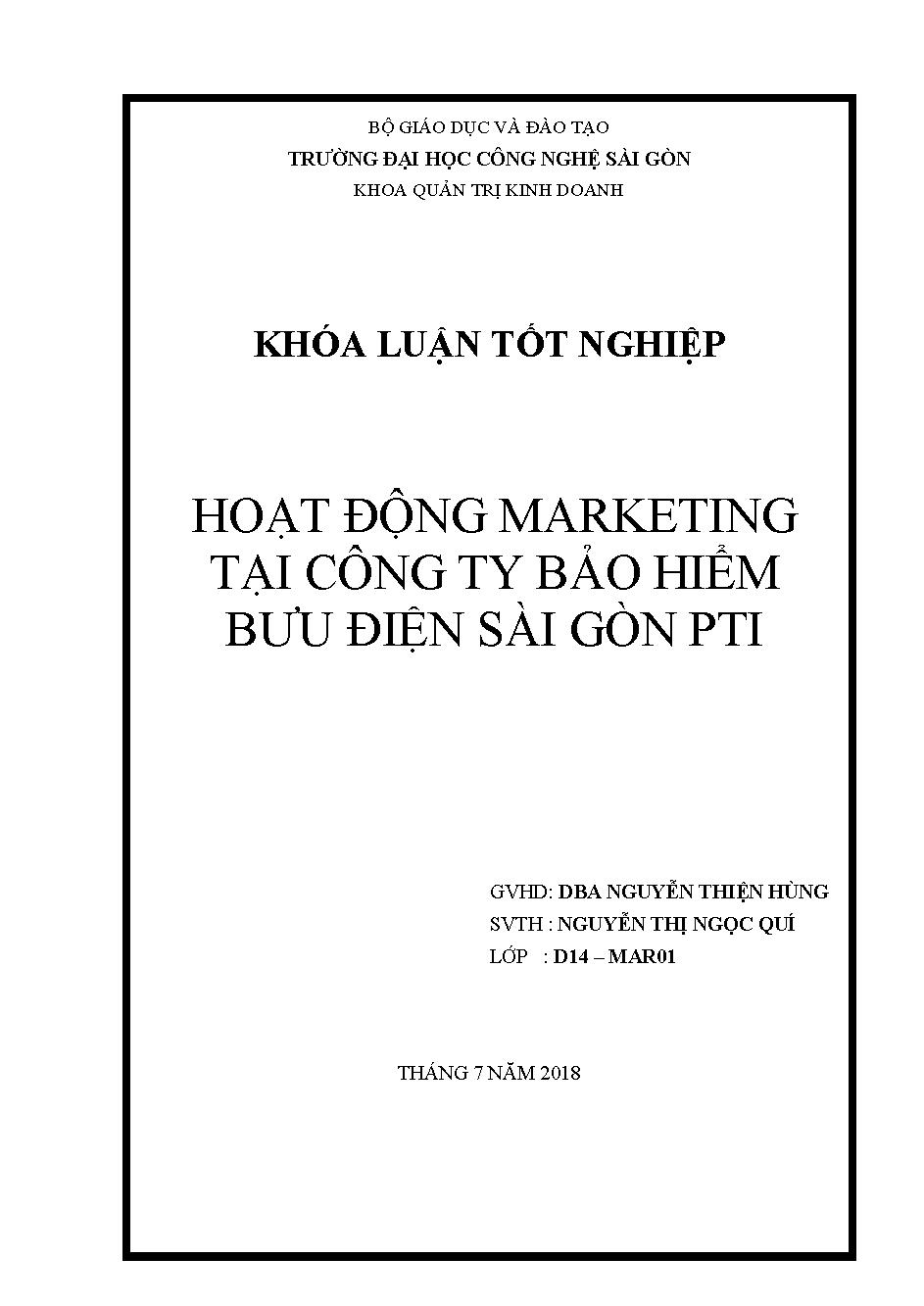 Hoạt động Marketing tại công ty bảo hiểm bưu điện sài gòn PTI